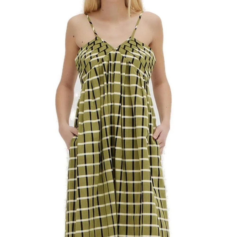 Erika Cavallini Checked Spaghetti Strap Maxi Dress